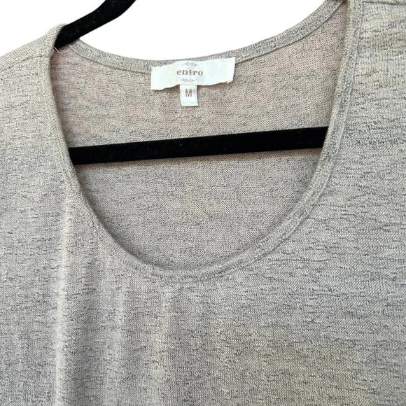 Entro Women's Gray Scoop Neck Sweater with Lace Cutouts and Trim Size Medium - Picture 3 of 5